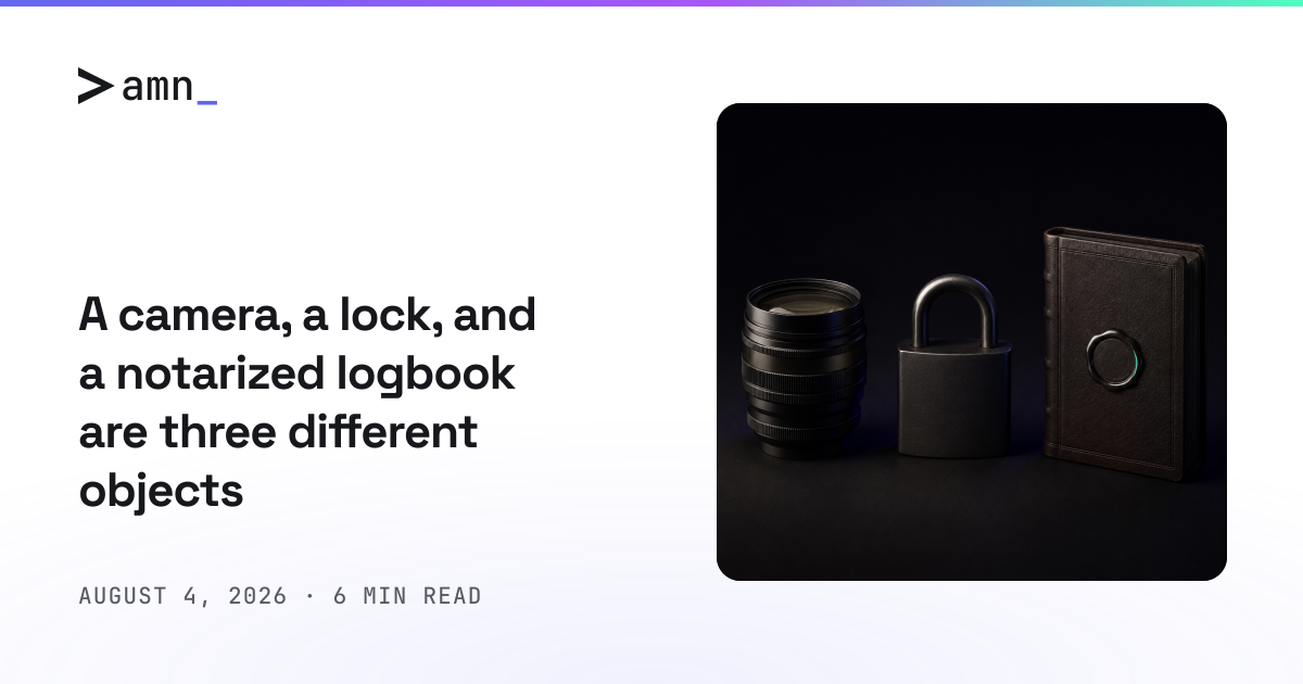 A camera, a lock, and a notarized logbook are three different objects