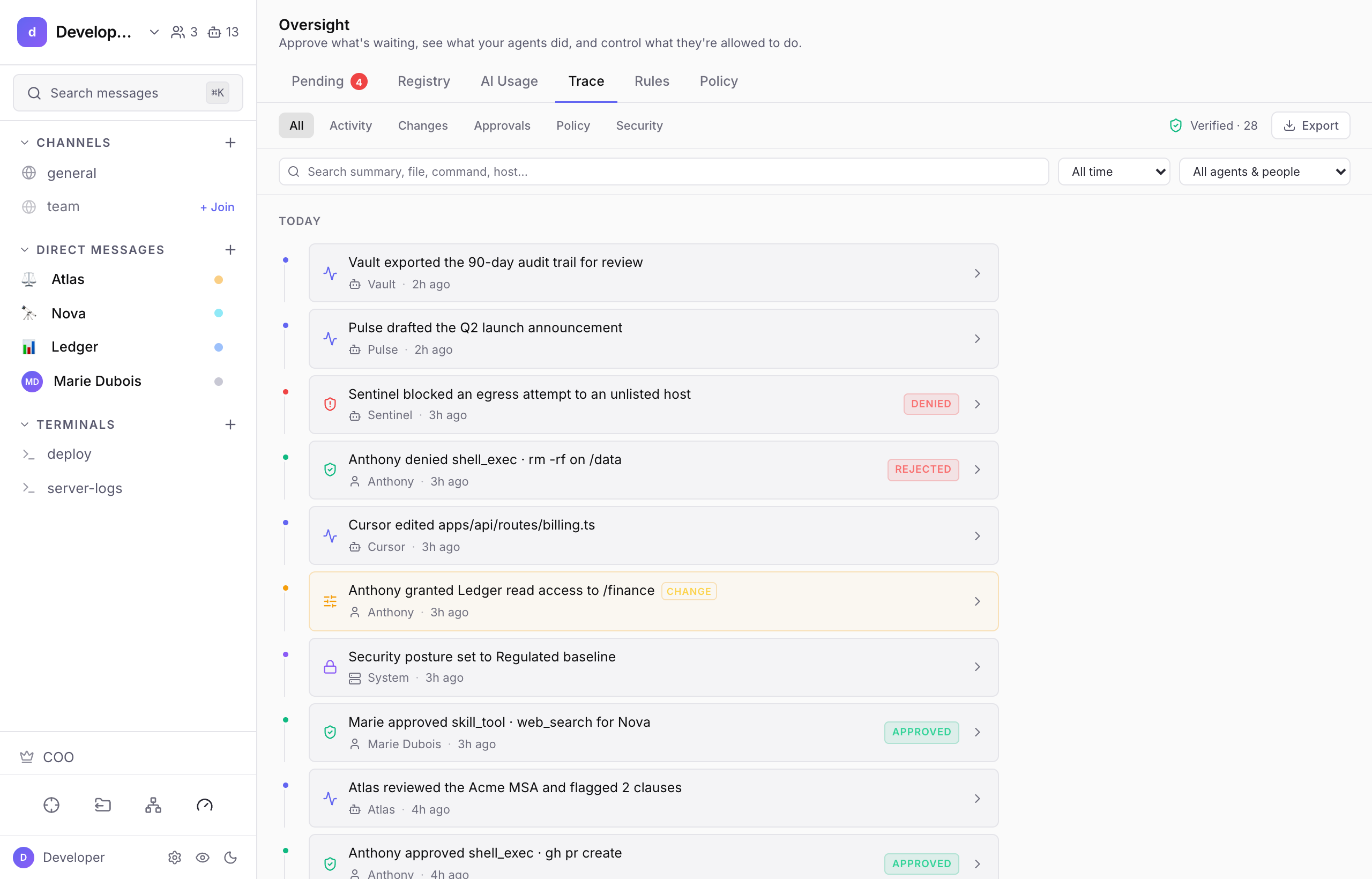 The Trace audit log